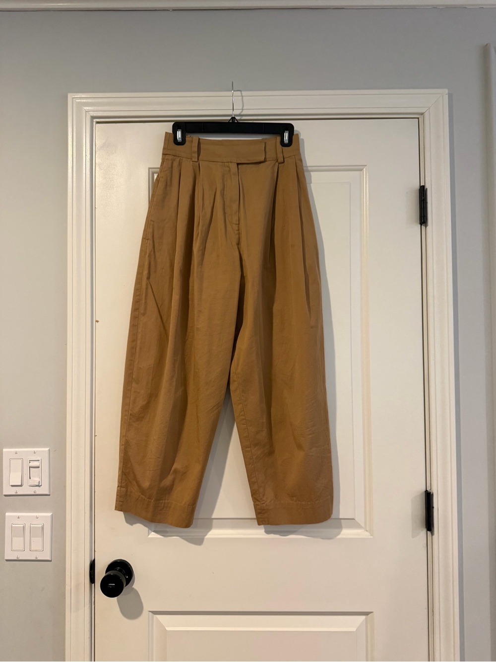 COS Pleated barrel Chinos in Camel Brown